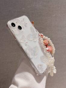 带有手机吊饰蝴蝶和苹果标志图案防摔透明手机壳，兼容 iPhone 15/15 Pro Max/15 Pro/15 Plus/11/12/13/14 Pro Max/Xs/Xr/11 Pro/11 Pro Max/12 Pro/12 Pro Max/13 Pro/13 Pro Max/7 Plus/14 Pro/14 Pro Max/14 Plus/7 Plus/8 Plus/8/Se2 - 無色 - 查看 7