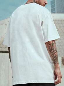 Manfinity EMRG Men Plus Car & Letter Graphic Tee - White - View 2