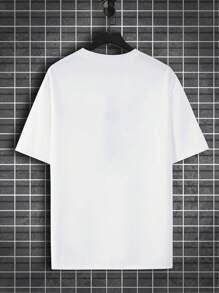 Manfinity EMRG Men Plus Car & Letter Graphic Tee - White - View 3