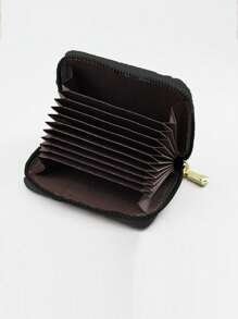 新款時尚錢包豹紋印花短皮夾迷你零錢包超薄卡袖 - 卡其色 - 查看 1