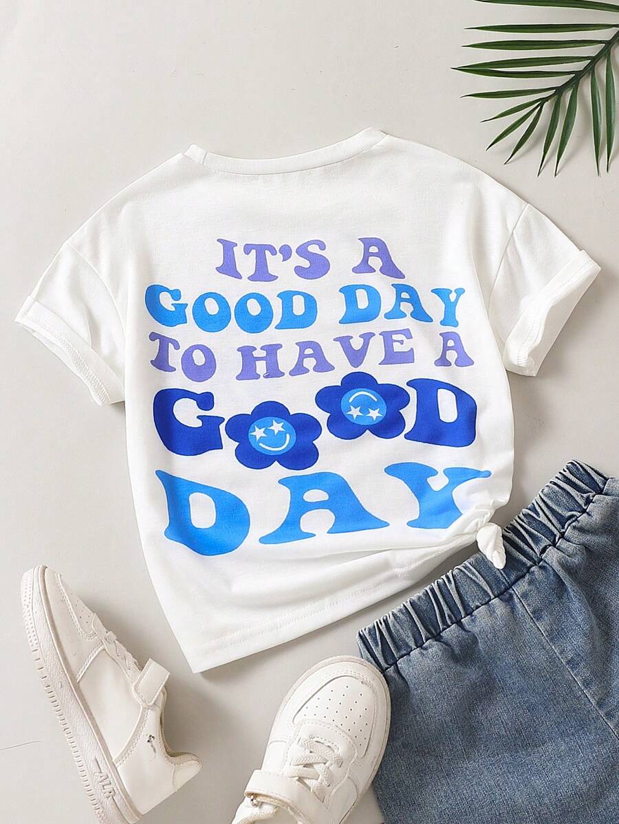 Toddler Girls Cartoon & Slogan Graphic Tee - White - View 1