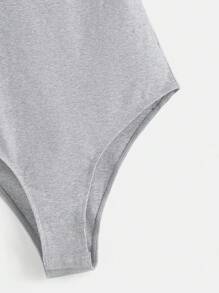 SHEIN BASICS Áo liền quần ôm nữ Gân đan màu trơn Giải trí - Màu Xám nhạt - Xem 5