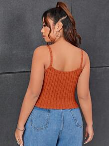 SHEIN EZwear Plus Solid Cami Top - Burnt Orange - View 2