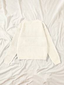 CovetEZ Plus Solid Ribbed Knit Jumper - White - View 2