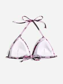 印花吊脖三角杯比基尼上衣 - 彩色 - 查看 2