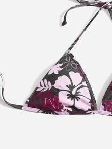 印花吊脖三角杯比基尼上衣 - 彩色 - 查看 3