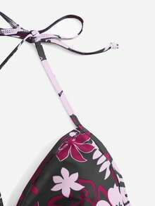 印花吊脖三角杯比基尼上衣 - 彩色 - 查看 5