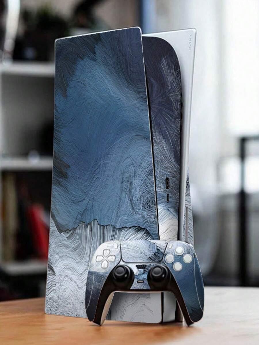 1set Marble Pattern Sticker Compatible With Sony PS5 Slim - Multicolor - View 1