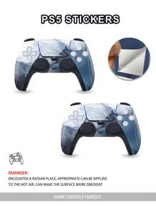 1set Marble Pattern Sticker Compatible With Sony PS5 Slim - Multicolor - View 5