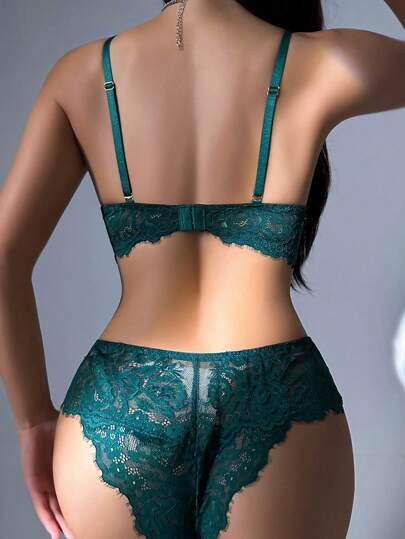 Charlaine Bloemen Kanten Underwire BH Slipje Verleidelijke Lingerie Set view 2