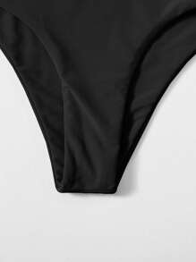 Swim Basics Summer Beach Solid Bikini Bottom - Black - View 5
