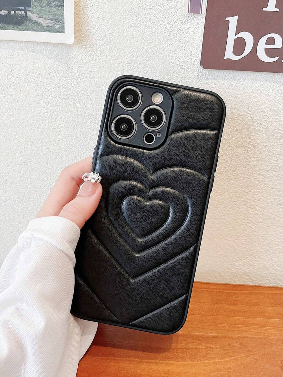 Ốp lưng điện thoại mềm trong suốt bằng da hình trái tim tương thích với iPhone 16 ProMax/16 Pro/16/16 Plus/15/15 Pro/15 ProMax/15 Plus/11/12/13/14 ProMax/XS/XR/11 Pro/11 ProMax/12 Pro/12 ProMax/13 Pro/13 ProMax/7 Plus/14 Pro/14 ProMax/14 Plus/7 Plus/8 Plus/8/SE2, Đơn giản và sáng tạo dành cho nữ Chống nước Chống sốc Chống rơi Chống trầy xước