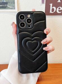 Ốp lưng điện thoại mềm trong suốt bằng da hình trái tim tương thích với iPhone 16 ProMax/16 Pro/16/16 Plus/15/15 Pro/15 ProMax/15 Plus/11/12/13/14 ProMax/XS/XR/11 Pro/11 ProMax/12 Pro/12 ProMax/13 Pro/13 ProMax/7 Plus/14 Pro/14 ProMax/14 Plus/7 Plus/8 Plus/8/SE2, Đơn giản và sáng tạo dành cho nữ Chống nước Chống sốc Chống rơi Chống trầy xước - màu đen - Xem 4