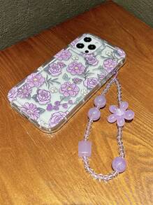 Flower Pattern Anti-fall Phone Case With Lanyard - Purple - View 4