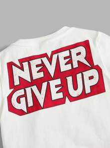 SHEIN 小男童標語圖案T恤和短褲