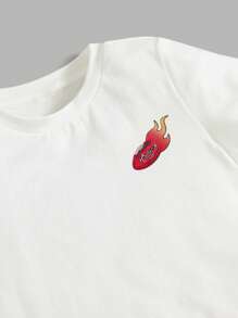 SHEIN 小男童標語圖案T恤和短褲