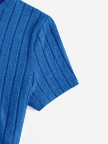 SHEIN EZwear 字母補丁細節T恤和短褲 - 寶藍色 - 查看 4