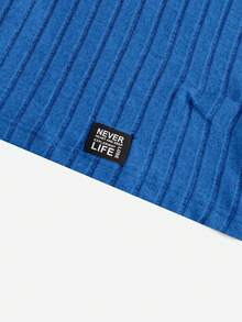 SHEIN EZwear 字母補丁細節T恤和短褲 - 寶藍色 - 查看 5