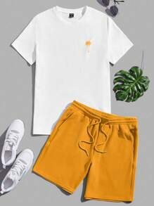 Manfinity VCAY Bộ hai mảnh Nam Dây kéo Túi Nhiệt đới Giải trí - Màu Mù tạt vàng - Xem 1