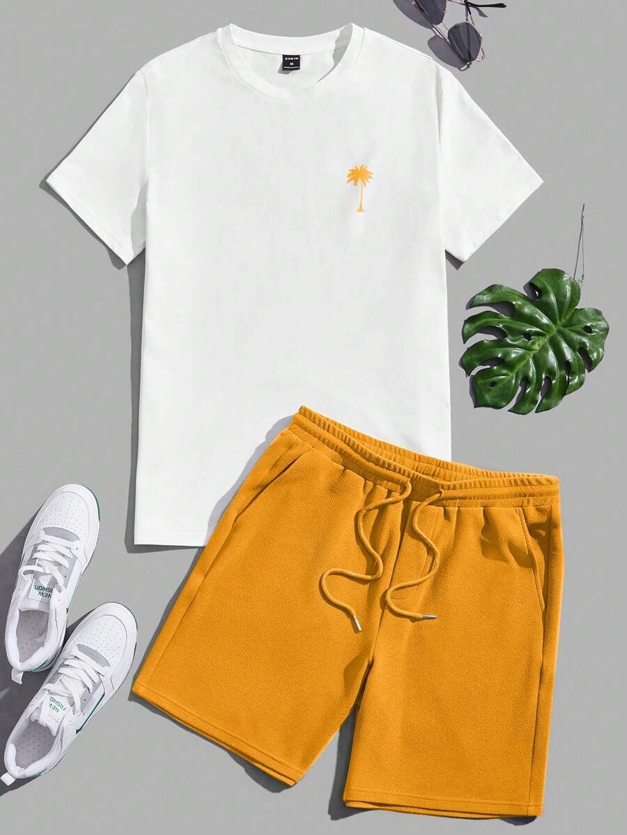 Manfinity VCAY Bộ hai mảnh Nam Dây kéo Túi Nhiệt đới Giải trí - Màu Mù tạt vàng - Xem 1