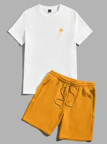 Manfinity VCAY Bộ hai mảnh Nam Dây kéo Túi Nhiệt đới Giải trí - Màu Mù tạt vàng - Xem 4