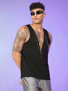 FeverCity Nam Áo ba lỗ Bông Lace lên phía trước - màu đen - Xem 1