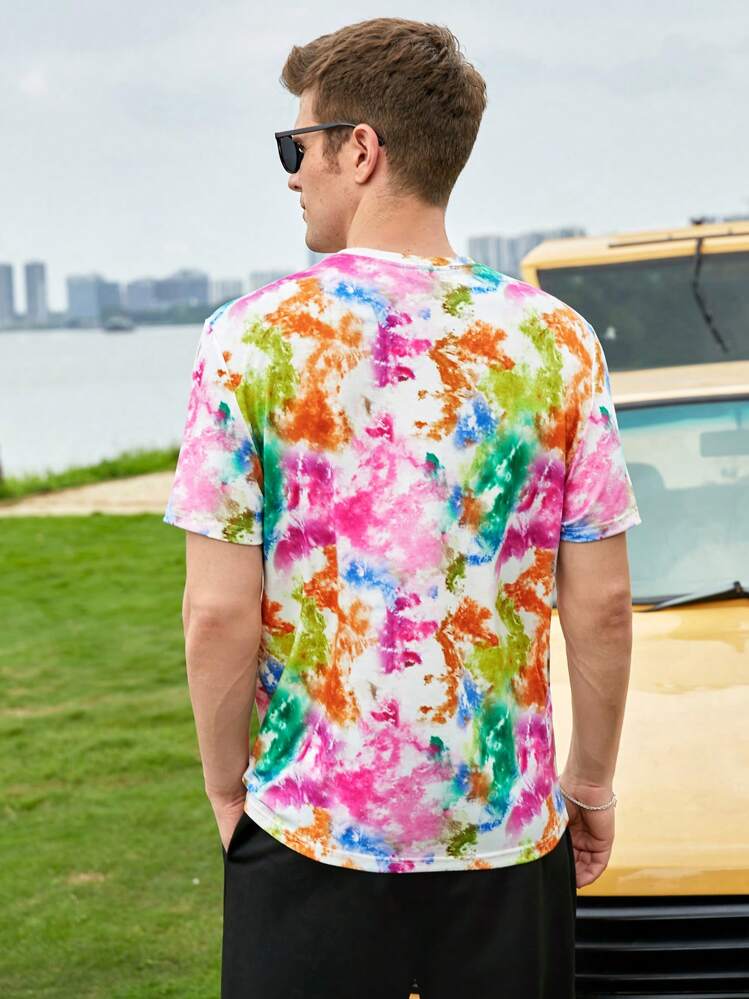 Manfinity RebelGame Casual Spotprent Tie dye Heren T-shirts en tanks - Veel kleurig - Bekijken 2