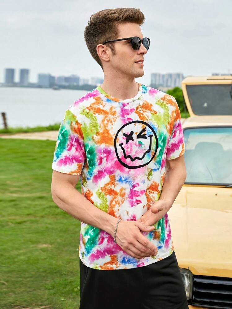 Manfinity RebelGame Casual Spotprent Tie dye Heren T-shirts en tanks - Veel kleurig - Bekijken 5