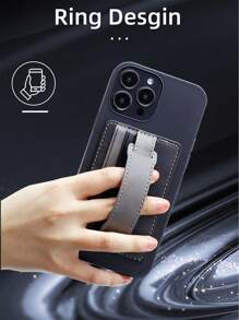 Móvil con ranura de tarjeta trasero soporte para muñequera - Negro - Ver 3