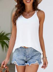 SHEIN VCAY Solid Cami Top - White - View 1