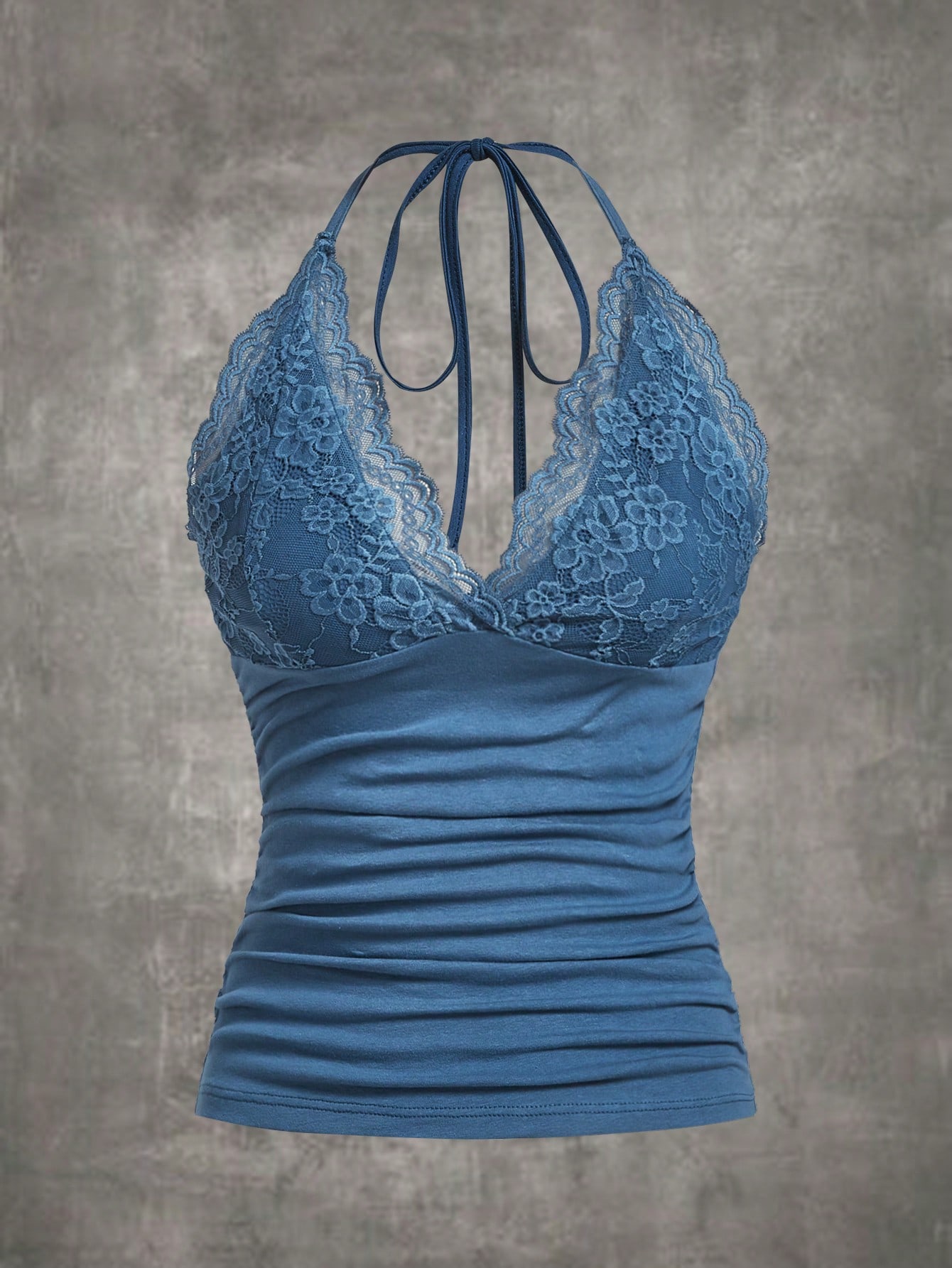 Contrast lace halter top