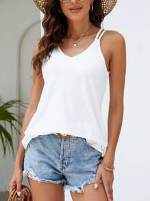SHEIN VCAY Solid Cami Top - White - View 3