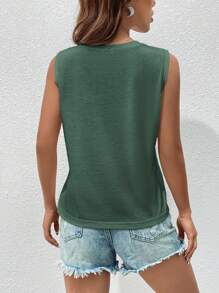 SHEIN Essnce 素色背心上衣 - 墨綠色 - 查看 2