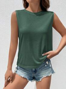 SHEIN Essnce 素色背心上衣 - 墨綠色 - 查看 3