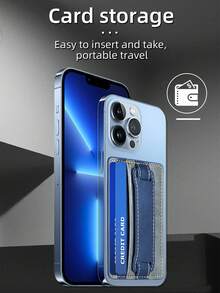 Card Slot Phone Back Wristband Holder - Grey - View 1