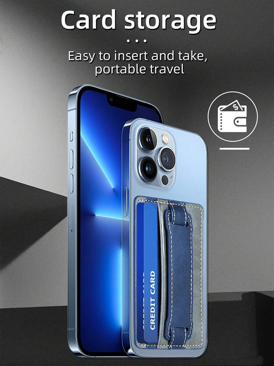 Card Slot Phone Back Wristband Holder - Grey - View 1