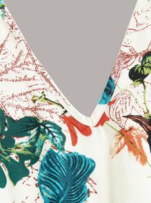 SHEIN Clasi 大碼熱帶圖案繞頸覆蓋連身短褲 - 彩色 - 查看 3