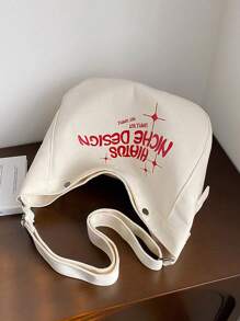 Letter Graphic Túi Hobo Dây đeo có thể điều chỉnh quá khổ - trắng - Xem 1