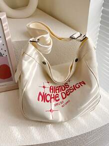 Letter Graphic Túi Hobo Dây đeo có thể điều chỉnh quá khổ - trắng - Xem 4