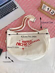 Letter Graphic Túi Hobo Dây đeo có thể điều chỉnh quá khổ - trắng - Xem 7