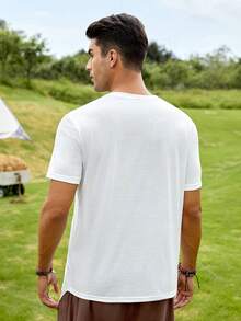 GENTILAND Áo thun & Áo lót Nam Bất đối xứng Xù màu trơn Giải trí - trắng - Xem 2