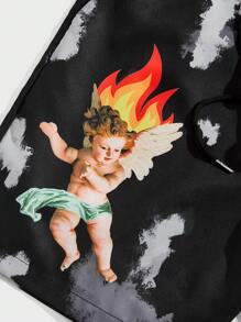 ROMWE MEN Street Life Nam Đồ họa thiên thần & Khẩu hiệu Nhuộm buộc Eo dây rút Quần short - Nhiều màu - Xem 4