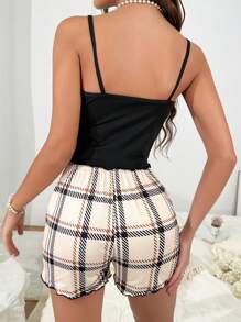 Bộ đồ ngủ Nữ Xù nhỏ Hoạt hình Lá thư - màu đen - Xem 2