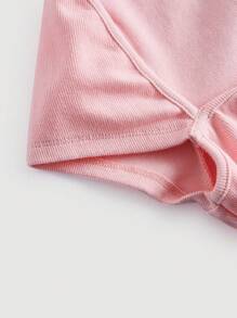 SHEIN MOD 雞心領口條紋針織T恤 - 淺粉色 - 查看 3