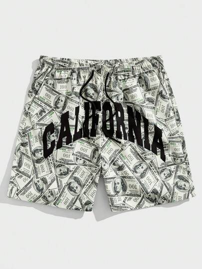 Street Life Short à cordon de serrage à la taille avec graphique de dollars et de lettres, pour l'école