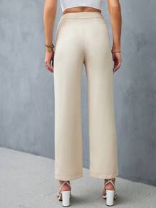 SHEIN Privé Elegant Eenkleurig Dames broeken Rits Knoop