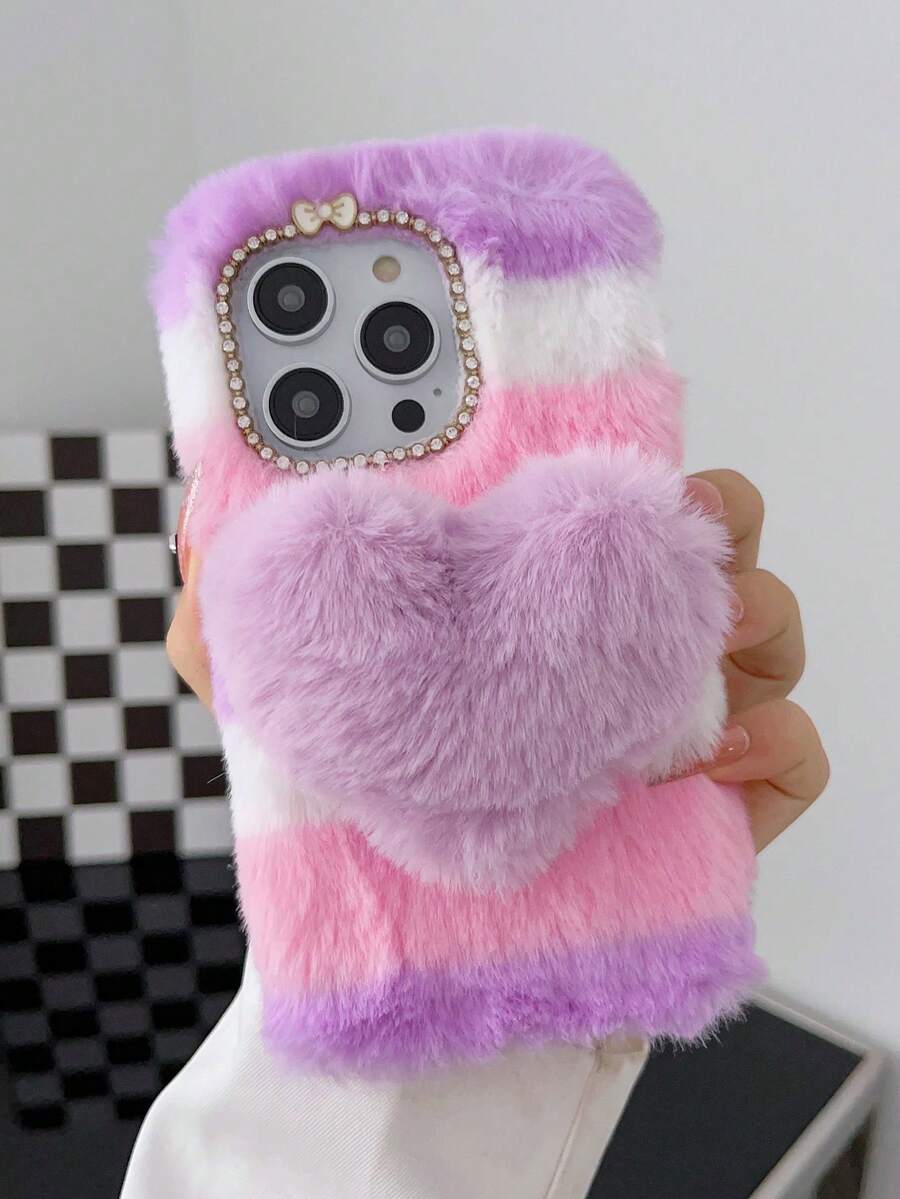 Rhinestone & Heart Decor Vỏ điện thoại sang trọng - Nhiều màu - Xem 1