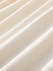 Tween Girl Two Tone Puff Sleeve Shirt Dress With Corset - Apricot - View 7