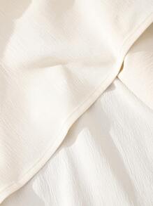 Tween Girl Two Tone Puff Sleeve Shirt Dress With Corset - Apricot - View 8