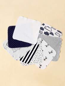 momscare 8入組嬰兒圍兜和多功能方形毛巾，8入組柔軟吸水喂養毛巾，可用於新生兒和嬰兒 - 可愛設計嬰兒毛巾，帶圍兜和手帕 - 完美嬰兒淋浴派對禮物，適用於對皮膚敏感的男孩和女孩 - 彩色 - 查看 4